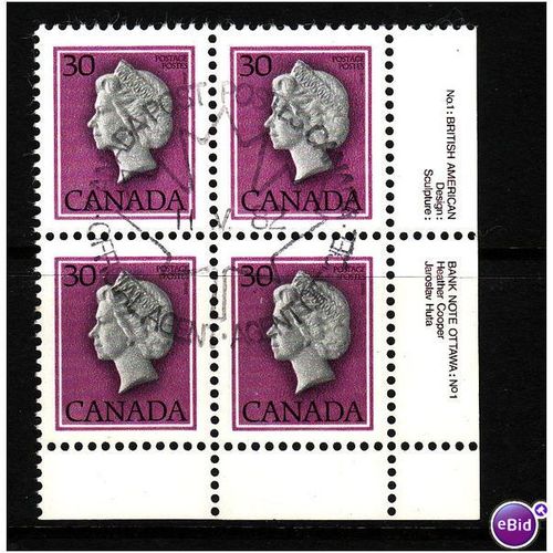 CANADA 1982 SG869b 30c MAROON, GREY AND REDDISH PUR PLATE BLOCK NO1 FU