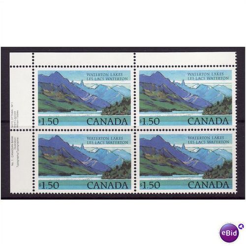 CANADA 1982 $1.50 WATERTON LAKES SG 884c PLATE BLOCK 4 VALS U/M MINT