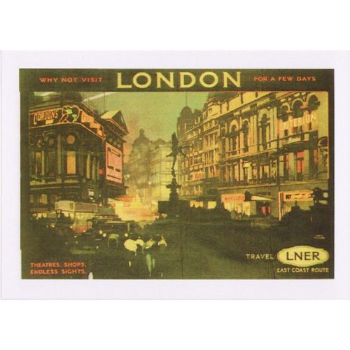 Postcard Railway Poster Art LNER London Piccadilly Circus Eros Fred Taylor 1925