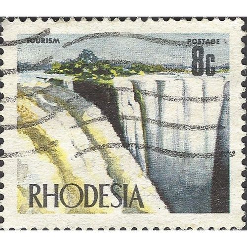 RHODESIA, Waterfall, blue 1970, 8c