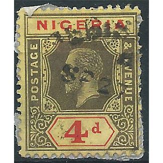 Nigeria 1914 SG6 4d Black & Red/Yellow (Remainders) Fine Used . ..