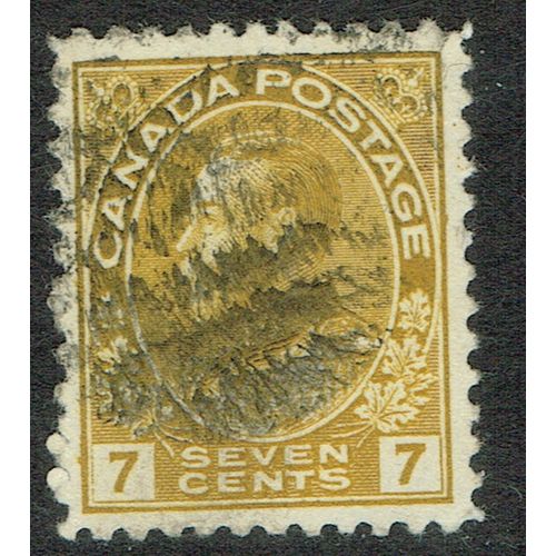 Canada 1911 7c Yellow Olive SG209 GU