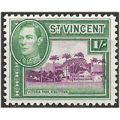 St Vincent 1938 SG156 1/- Purple & Green Mounted Mint . .. .
