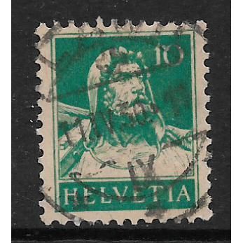 SWITZERLAND 1914 WILLIAM TELL 10c GREEN ON BUFF SG 280 FINE USED#