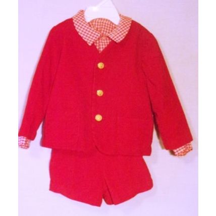 Vintage 60s Handmade 3 Piece Boy's Courduroy Suit w. Short Pants