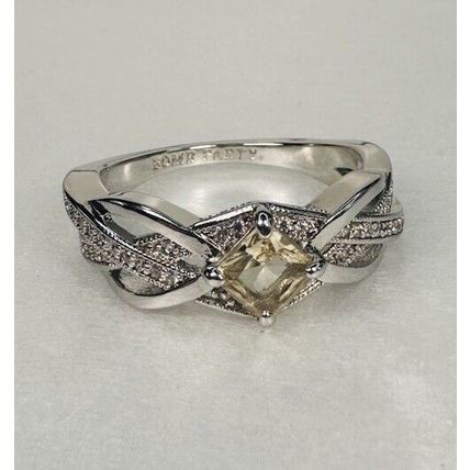 Bomb Party Sz9 Revealed BP Ring Jewelry RBP Pale Yellow Crisscross Rhodium P Bnd