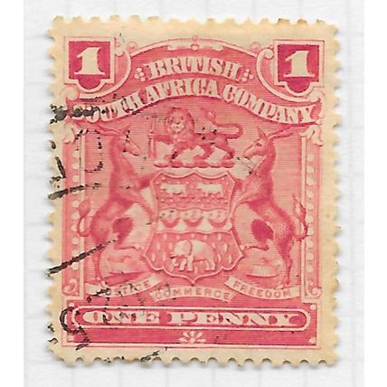 BSAC 1898 SOUTH AFRICA COMPANY ARMS 1d ROSE SG77 USED