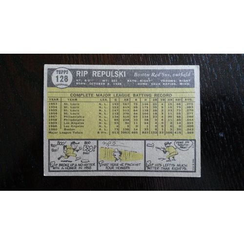 1961 Topps Card # 128 Rip Repulski Very Good (3) Boston Red Sox