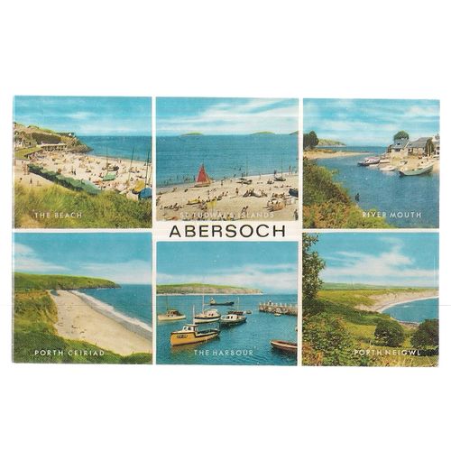multiview, ABERSOCH, LLANENGAN, GWYNEDD, WALES , unused vintage postcard =