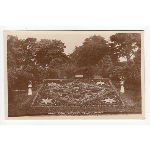 Floral Carpet Bed West Park Wolverhampton Postcard RP Staffordshire