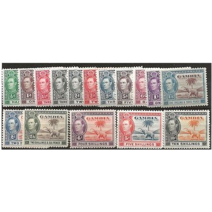 Gambia 1938-46 Pictorial Definitive Set SG150-161 inc SG152b Mounted Mint . .