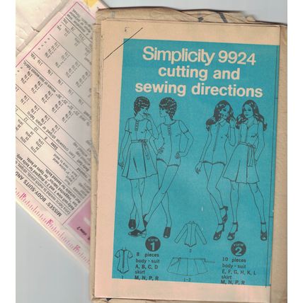 Simplicity 9924 Body Suit Wrap Skirt Size 10 Sewing Pattern Uncut