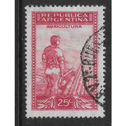 ARGENTINE REP 1936 PRODUCTION & INDUSTRY 25c RED PLOUGHMAN SG 656 FINE USED#2