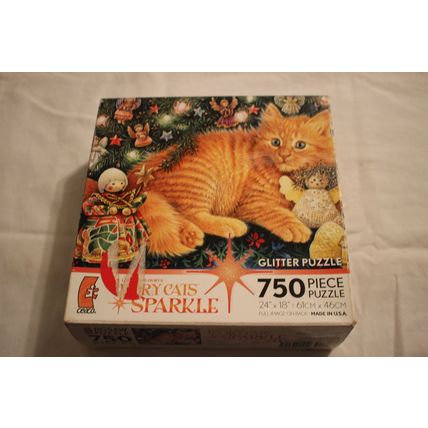 HARK THE HERALD ANGEL SING 750 PIECE PUZZLE SEALED IVORY CATS GLITTER
