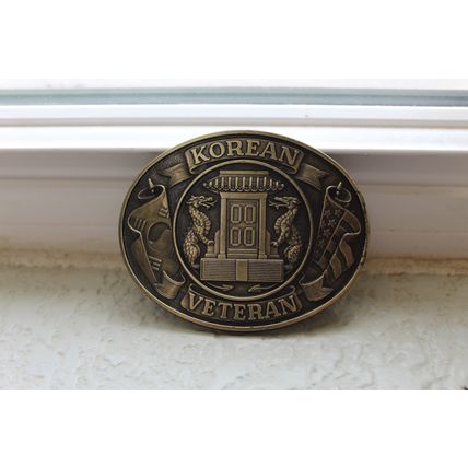 Vintage brass Korean Veteran belt buckle- NEW