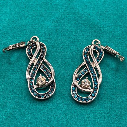 Earrings Metal Hand Carved Infinity Earrings With Zircon Hook Dangle #451