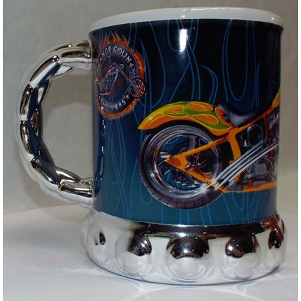 OCC Orange County Choppers Mug Cup Stein Coffee Beer 2004 Motorcycle Chrome Trim