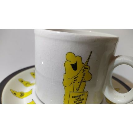 country life butter men cup mug saucer plate bowl advertising 80's rare obsolete