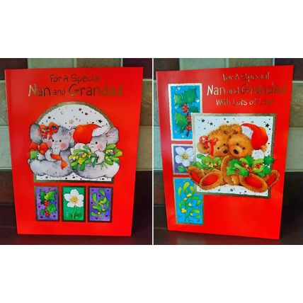 Large Christmas Cards - Nan & Grandad - Pack of 10 - 2x designs