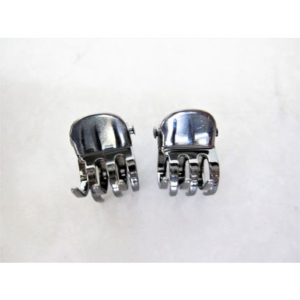 Extra tiny mini dark silver rose gold bronze metal hair claw clips (set of two)