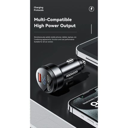 Essager Digital Fast Car Charger 105W Made for MacBook Lenovo Truck Lorry 12-24V