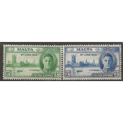 Malta 1946 Victory Set SG232-233 Mounted Mint .