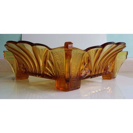 Art Deco Brockwitz Amber Glass Fruit Bowl c.1936.