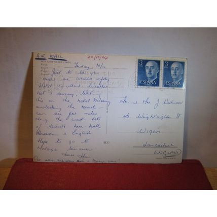 DONKEY, BEACH, COSTA DEL SOL , SPAIN used postcard 1964 pm =