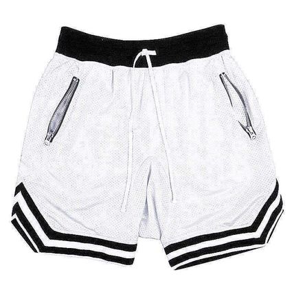 Mens Mesh Breathable Sports Shorts Gym Fitness Running Basketball Zip Pocket