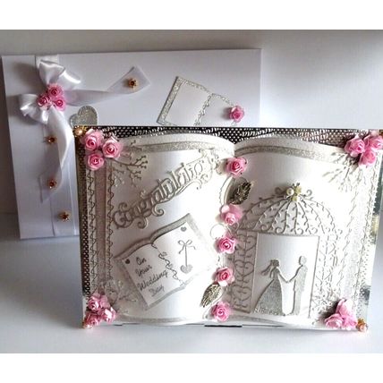 STUNNING HAND MADE BOOK DESIGN WEDDING CARD IN DECORATED KEEPSAKE GIFT BOX A4/C4