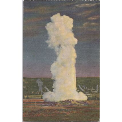 ZAYIX Old Faithful Moonlight Yellowstone National Park Postcard Unposted