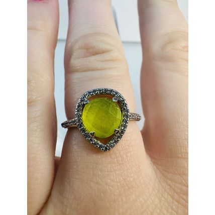 Ring Bomb Party Sz7 RBP Radiant Green Gem Rhodium P Band Costume Jewelry