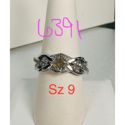 Bomb Party Sz9 Revealed BP Ring Jewelry RBP Pale Yellow Crisscross Rhodium P Bnd