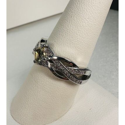 Bomb Party Sz9 Revealed BP Ring Jewelry RBP Pale Yellow Crisscross Rhodium P Bnd