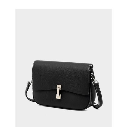Genuine Leather Women Square Crossbody Shoulder Purse Flap Satchel Handbag Black