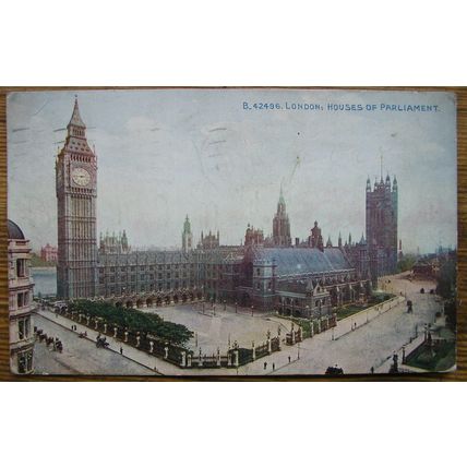 1923 postcard London, Houses of Parliament