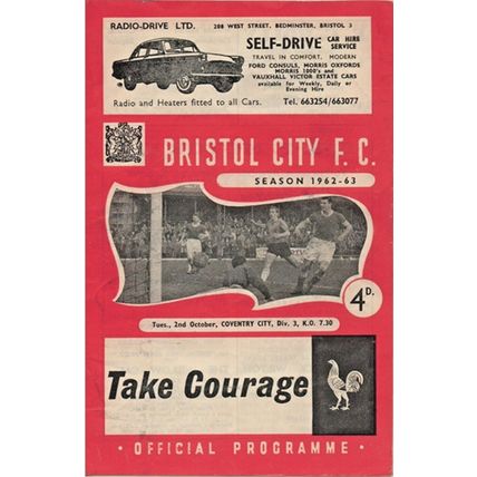 BRISTOL CITY v COVENTRY CITY LEAGUE DIVISION 3 1962