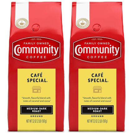 Community Coffee Café Special Blend 64 Ounce, Medium Dark Roast Ground Coffee, 3