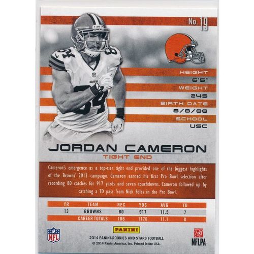 2014 Panini Rookies & Stars #19 Jordan Cameron Cleveland Browns