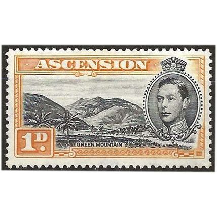 Ascension Island 1940 SG39a 1d Black & Yellow-Orange Mounted Mint .. ..