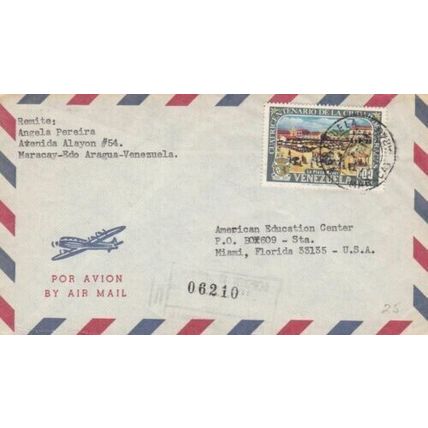 Venezuela 1968 Maracay-Edo to Miami airmail Cover typed VGC