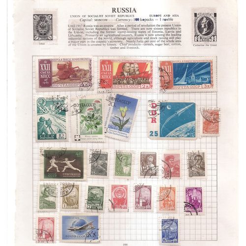 24 RUSSIA stamps on paper .all have been hinged in an album late 60/70's =