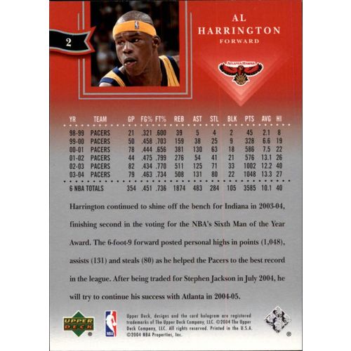 2004 Upper Deck Basketball Diamond Collection All-Star Lineup Al Harrington