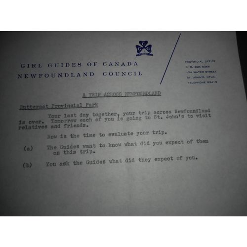 Girl Guides of Canada Newfoundland Council Letter-or Note,Camping Trip