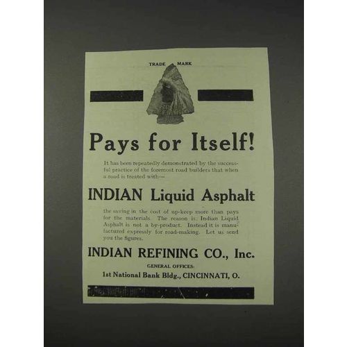 1910 Indian Refining Co. Indian Liquid Asphalt Ad