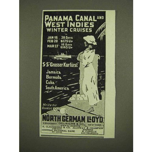 1912 North German Lloyd Cruise Ad - West Indies