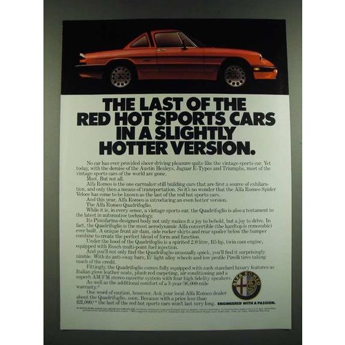 1986 Alfa Romeo Quadrifoglio Ad - The Last of the Red Hot Sports Cars