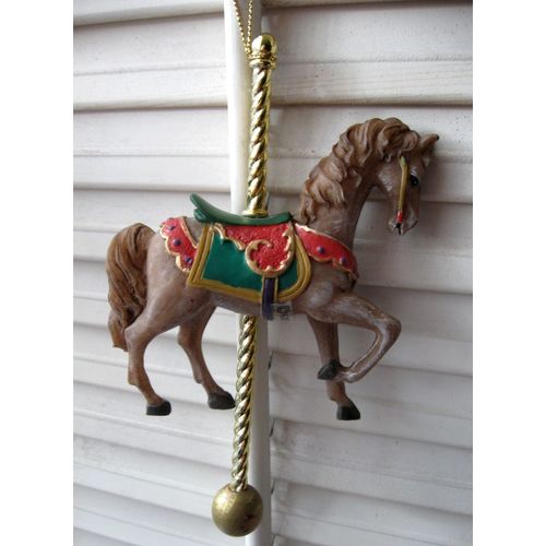 Christmas Ornament: Carousel Horse On Gold Pole