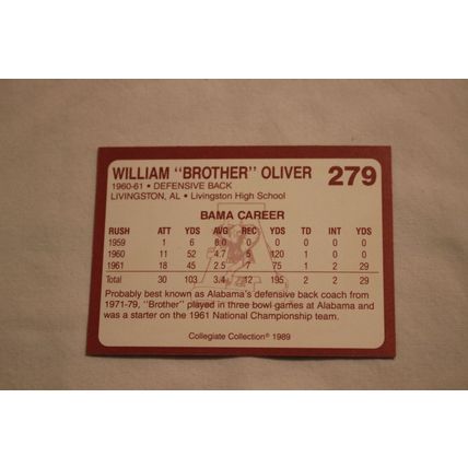 William Oliver 1989 Collegiate Collection Alabama's Finest NO. 279
