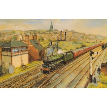 Jubilee Class 45561 Saskatchewan Train at Chesterfield Painting Postcard